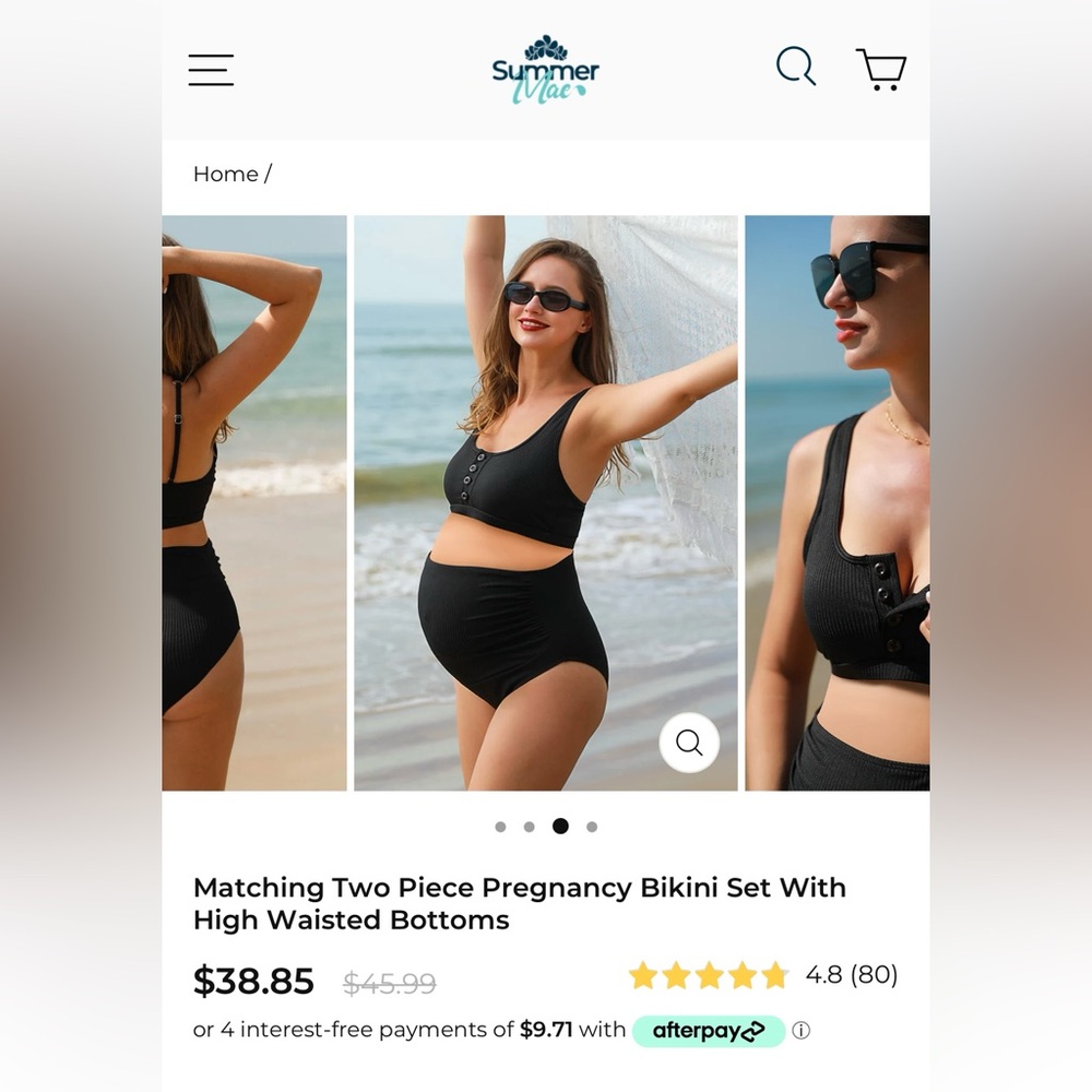 Summer Mae Black Maternity Two-Piece Bikini Set